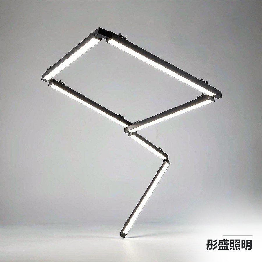 LED无缝拼接长条灯 办公楼健身房吊灯 商场展厅工业风定制灯具
